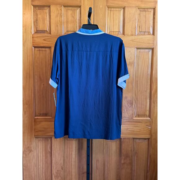 Cubavera Men's Large Blue & White Button Down Shirt 100% Viscose NEW w/tags - Picture 5 of 8